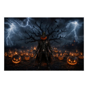 Gruseliger Halloween-Kürbis-Sheriff-Cowboy-Blitz Poster