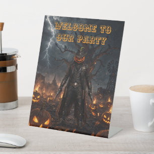 Gruseliger Halloween-Kürbis-Sheriff-Cowboy-Blitz Sockelschild