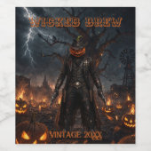 Gruseliger Halloween-Kürbis-Sheriff-Cowboy-Blitz Weinetikett (Einzelnes Label)