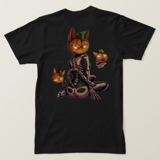 Gruseliger Halloween-Kürbis-Skelett-Katze T-Shirt
