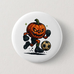 Gruseliger Halloween-Kürbis zeigt Fußball-Ski Button