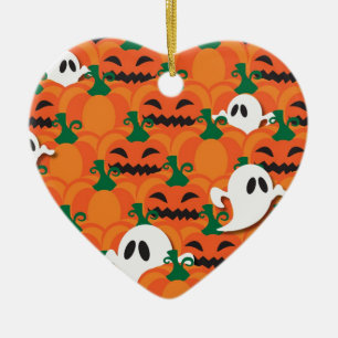 Gruseliger Halloween-Kürbisfeld-Geister Keramikornament