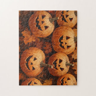 Gruseliger Halloween-Kürbisfeld-Ölgemälde-Puzzle Puzzle
