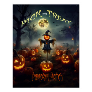 Gruseliger Halloween-Kürbisgarten Poster