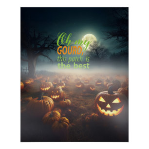 Gruseliger Halloween-Kürbisgarten Poster