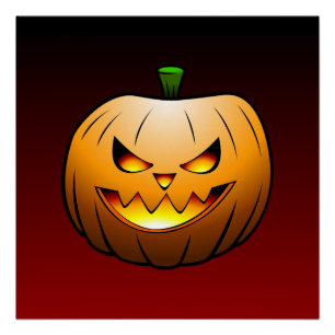 Gruseliger Halloween-Kürbiskopf Poster