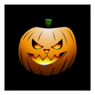 Gruseliger Halloween-Kürbiskopf Poster