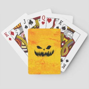 Gruseliger Halloween-Kürbiskopf Spielkarten