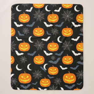 Gruseliger Halloween-Kürbismuster-Flieswurfwurf Sherpadecke