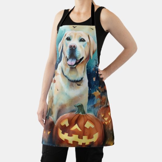 Gruseliger Halloween-Labrador mit Kürbissen Schürze (InSitu)