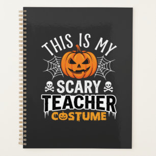 Gruseliger Halloween-Lehrer-Kostenüm Kürbis-Design Planer