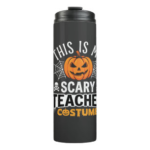 Gruseliger Halloween-Lehrer-Kostenüm Kürbis-Design Thermosbecher