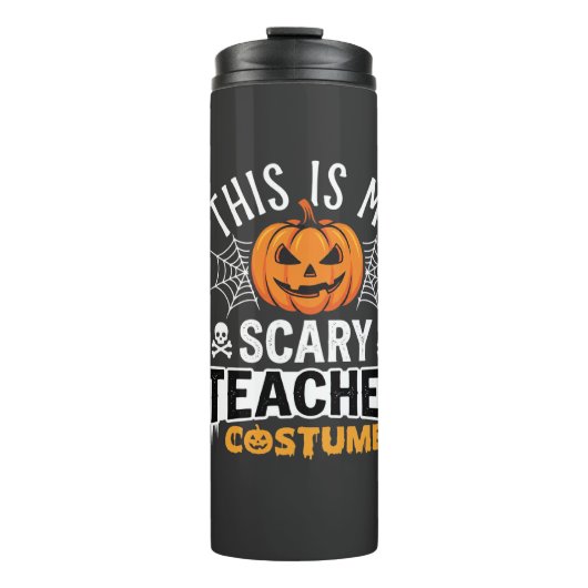 Gruseliger Halloween-Lehrer-Kostenüm Kürbis-Design Thermosbecher (Vorderseite)