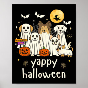Gruseliger Halloween lustiger Hund Geister Hallowe Poster