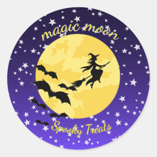 Gruseliger Halloween-Magie-Mond-Aufkleber Runder Aufkleber
