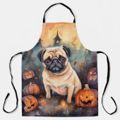 Gruseliger Halloween-Mops mit Kürbissen Schürze (Vorderseite)