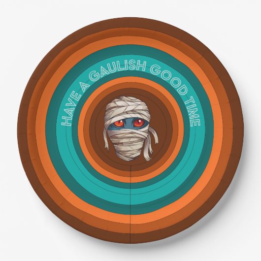 Gruseliger Halloween-Mummy Pappteller (Vorderseite)