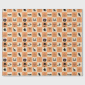 Gruseliger Halloween-Patchwork-Muster Geschenkpapier (Flach)