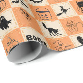 Gruseliger Halloween-Patchwork-Muster Geschenkpapier (Rolleneckpunkt)