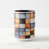 Gruseliger Halloween-Patchwork-Zweifarben-Kaffeebe Tasse (Zentrum)