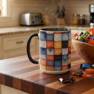 Gruseliger Halloween-Patchwork-Zweifarben-Kaffeebe Tasse