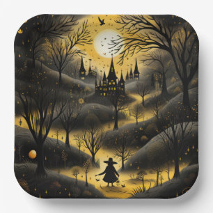 Gruseliger Halloween-Pfad Pappteller