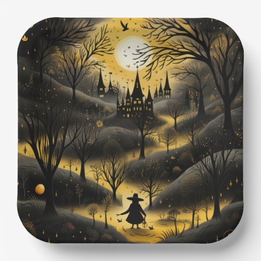 Gruseliger Halloween-Pfad Pappteller (Vorderseite)