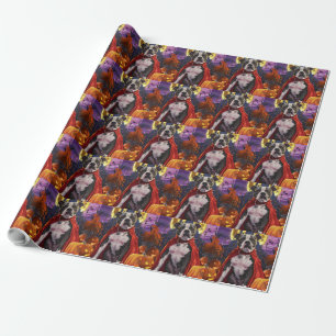 Gruseliger Halloween Pitbull Vampir-Kürbis Geschenkpapier