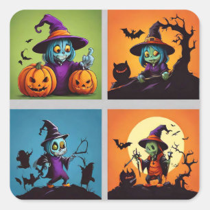 Gruseliger Halloween Quadratischer Aufkleber
