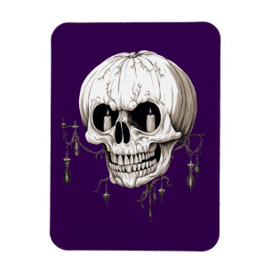 Gruseliger Halloween-Schmelzschädel mit Fledermaus Magnet
