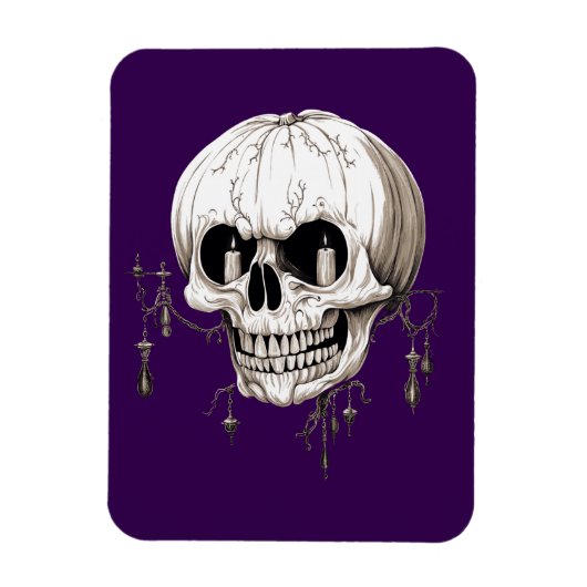 Gruseliger Halloween-Schmelzschädel mit Fledermaus Magnet (Vertikal)