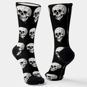 Gruseliger Halloween-Schmelzschädel mit Fledermaus Socken