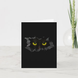 Gruseliger Halloween-Schwarzer-Kater-guckt-heraus Karte