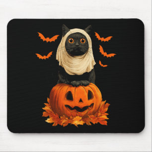 Gruseliger Halloween-Schwarzer-Katze-Geist-Kürbis- Mousepad