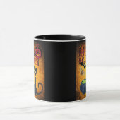 Gruseliger Halloween-Schwarzkatzen-Magie-Mug Tasse (Zentrum)
