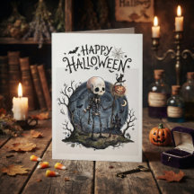 Gruseliger Halloween-Skelett & Kürbis