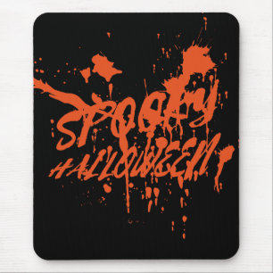 Gruseliger Halloween-Splash Retro Rot Orange Horro Mousepad