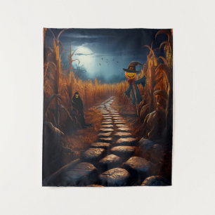 Gruseliger Halloween-Spuk-Maisfeld Wandteppich