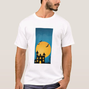 Gruseliger Halloween-Spukschloss bei Vollmond-Silh T-Shirt