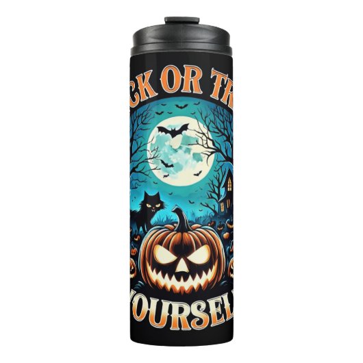 Gruseliger Halloween-Thermalbecher - Süßes oder Sa Thermosbecher (Vorderseite)