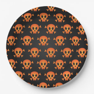 Gruseliger Halloween-Totenkopf-Muster Pappteller