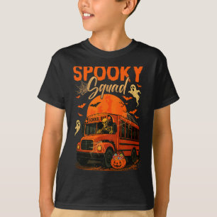 Gruseliger Halloween-Trupp Skelett fährt Schulbus T-Shirt