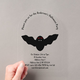 Gruseliger Halloween-Vampir-Fledermaus Custom Acryleinladungen