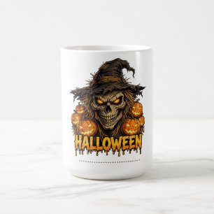 Gruseliger Halloween-Vogelscheuche-Totenschädel Kaffeetasse