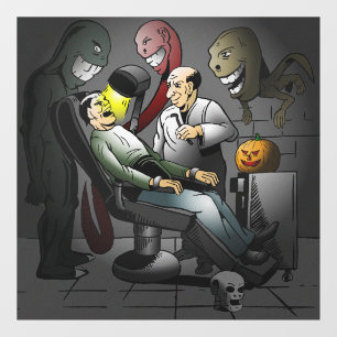 Gruseliger Halloween-Zahnarzt Fensteraufkleber