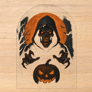Gruseliger Halloween-Zauberer – Unheimlicher Kapuz Acryleinladungen