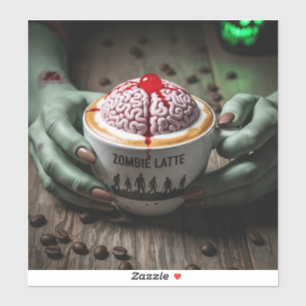 Gruseliger Halloween-Zombie-Latte Aufkleber