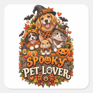 Gruseliger Haustierliebhaber Süßer Halloween-Hund Quadratischer Aufkleber
