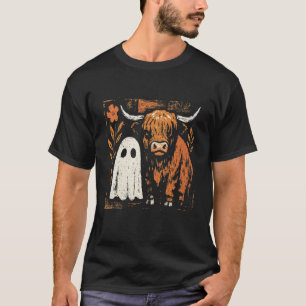 Gruseliger Highland-Rind und Geist Herbst Hallowee T-Shirt