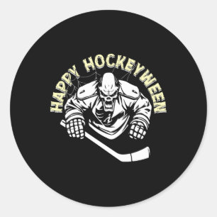Gruseliger Hockeyspieler Glückliches Hockeyween Ei Runder Aufkleber